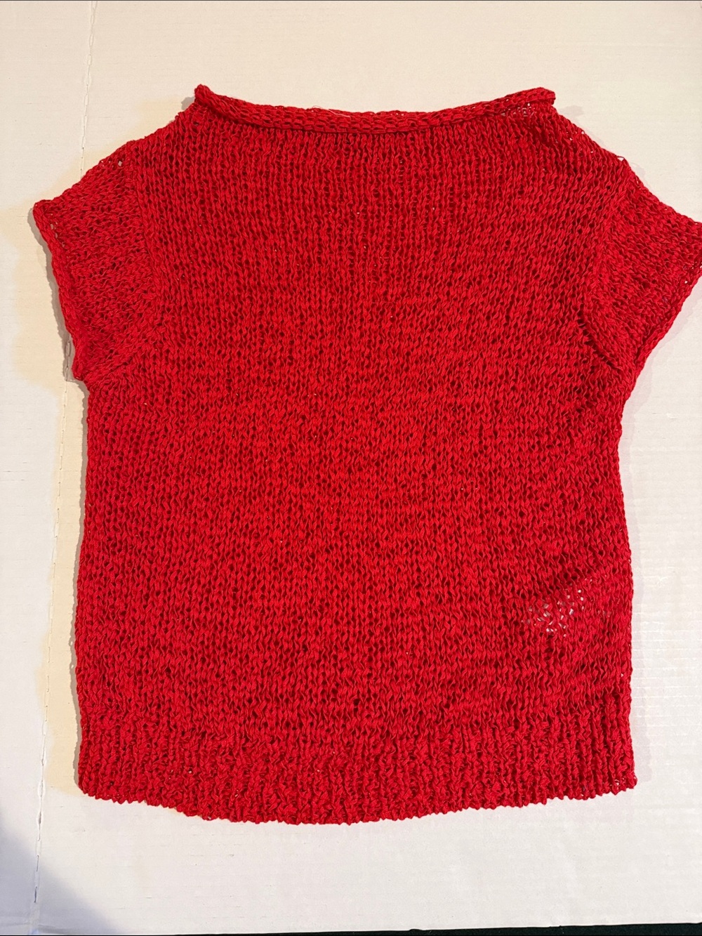 J. Crew Red Short-Sleeve Crewneck Knit Sweater